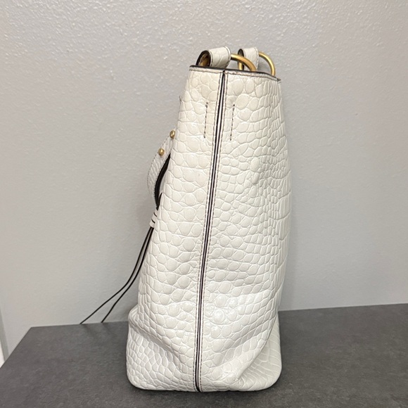 Well Loved Tory Burch White Croc-Embossed Shoulder Bag Junk Project bag - Picture 3 of 16